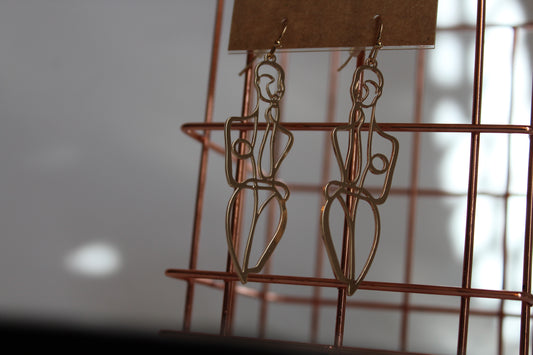 Abstract Nude Gold Figure Earrings